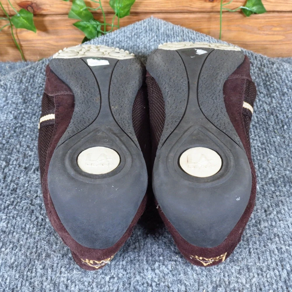 LA Gear Indy Womens Athletic Sneakers Size 9.5 Walking Shoes Brown Suede Mesh